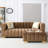 Luna, Channel-Back Velvet Sofa with Ottoman-1192313545