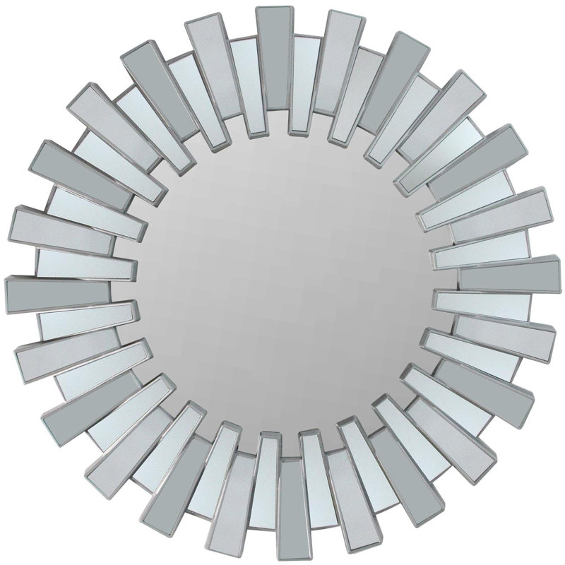 Miroir mural rond 25,5 po, argent