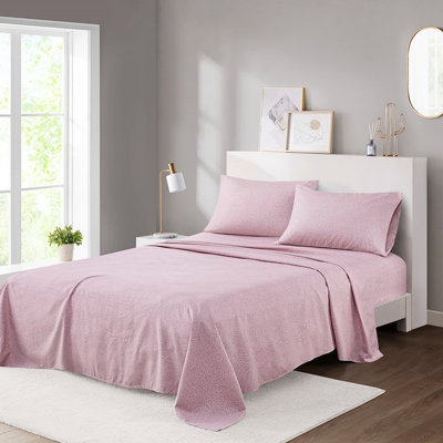 Drap pour grand lit 4Pcs de style élégant et gai, draps 100% microfibre doux et lisses, plissés pour une utilisation en toute saison, matelas entièrement élastiqués de 16 po, dont 1 plat de l 90 po x L 102 po, ajusté de l 60 po