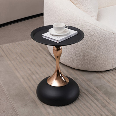 Table de bout, table d'appoint ronde, table à piédestal moderne en métal