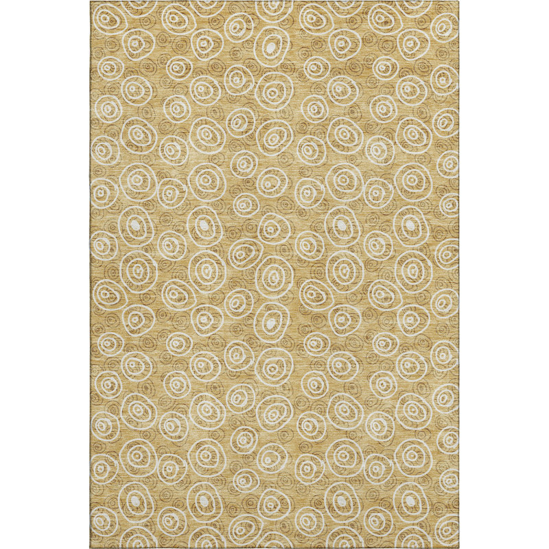 Premium Machine Washable Prisco Gold Rug, Rectangle 10' x 14'