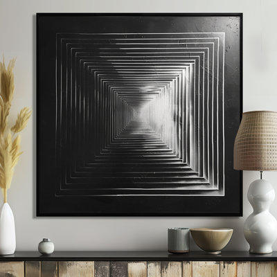 Pyramide monochrome - art mural géométrique