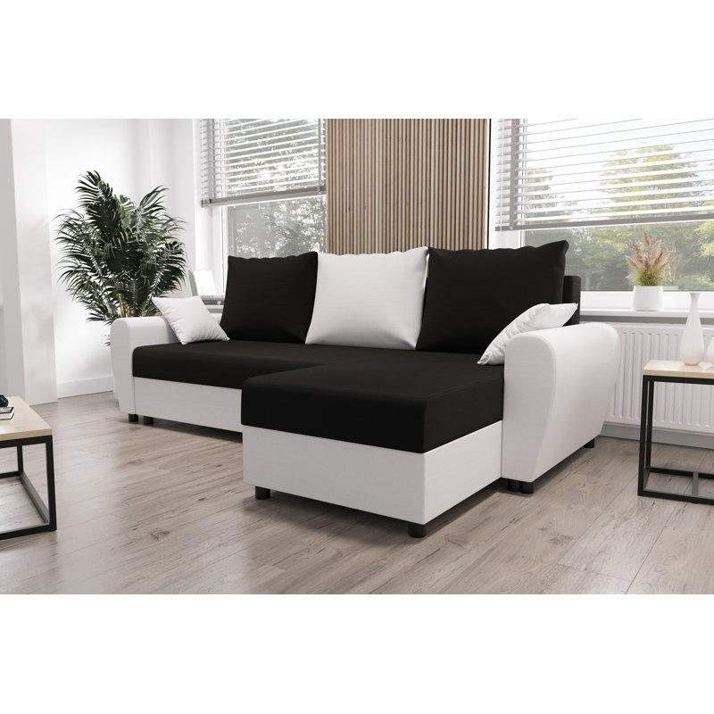 Spalla 3 Seater Corner Sofa , Right -sided, White/Black - Rainbow15/Rainbow31