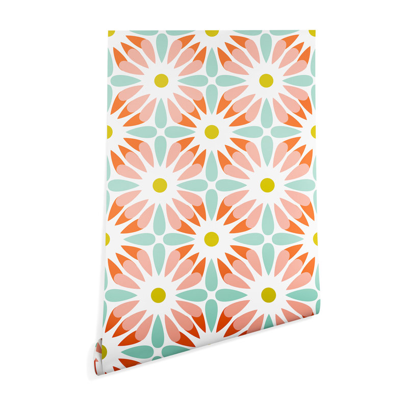 Panneau de papier peint adhésif Heather Dutton Crazy Daisy Sorbet, 4' L x 24" W