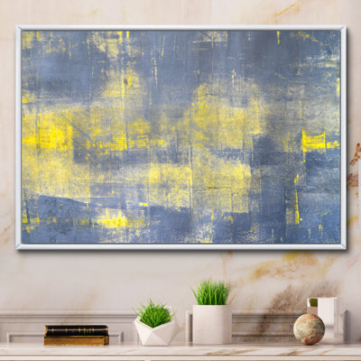 Colorfields dans des tons de gris et de jaune - reproduction sur toile flottante