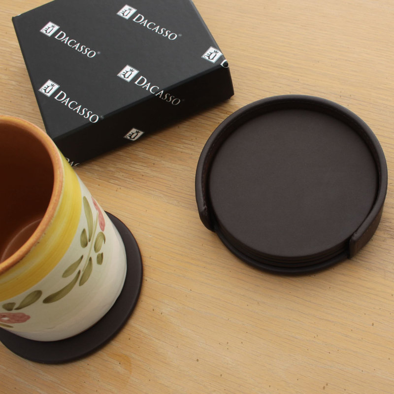 Sous-verre en similicuir, Brun chocolat