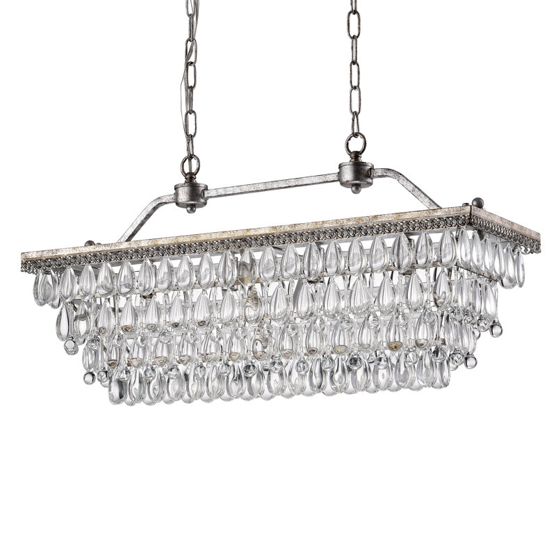 Atef 6 - Light Unique Tiered Chandelier, Antique Silver, 4 Lights