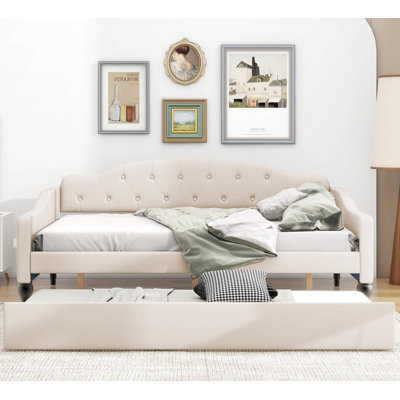 Luxurious Full - Size Tufted Daybed with Twin - Size Trundle, Upholstered for Comfort