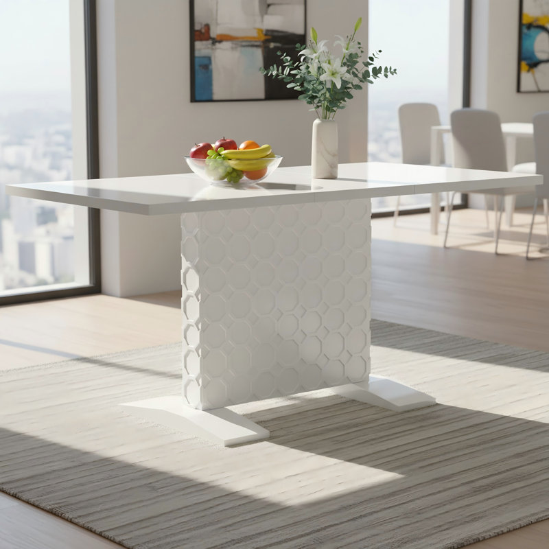 Extendable Rectangle Dining Table for Kitchen,Dining Room, White