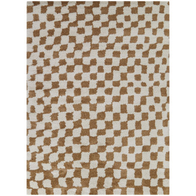 Tapis à carreaux orange brûlé Valerie