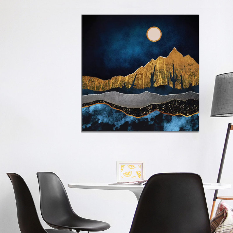 Désert de minuit, H 37 po x l 37 po x P 1,5 po, Toile avec cadre noir, Pas de tapis