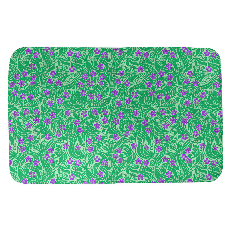 Avicia Memory Foam Non-Slip Bath Rug, 17" W x 24" L, Green/Purple