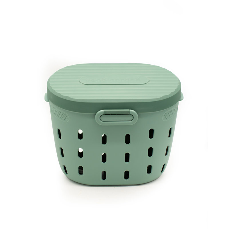 Bac à vers extérieur en plastique polypropylène avec couvercle verrouillable, Vert sauge, H 15 po x l 12,8 po x P 19,4 po