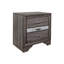 Table de chevet 3 au design moderne de couleur grise scintillante avec 3 grands tiroirs pour la chambre à coucher