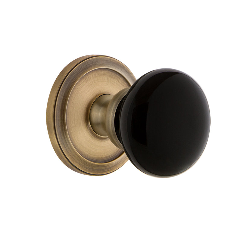 Rosette Grandeur Circulaire avec bouton de porte Coventry, 2-3/4", Laiton rétro