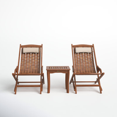 Kinsler Eucalyptus Solid Wood 2 - Person Patio Conversation Set with Cushions