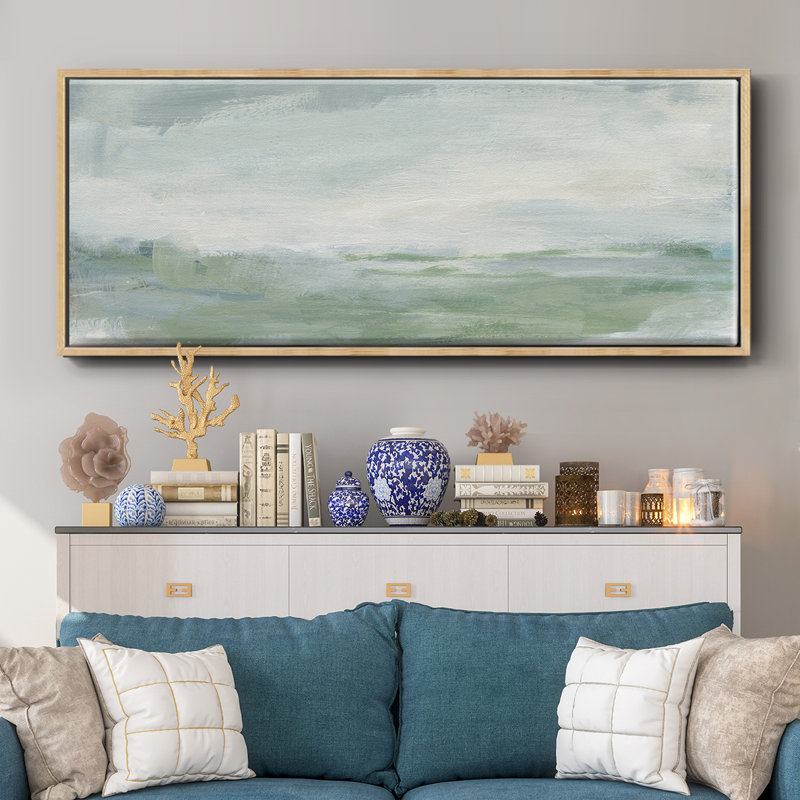 Coastal II- Framed Canvas, 12" H x 30" W