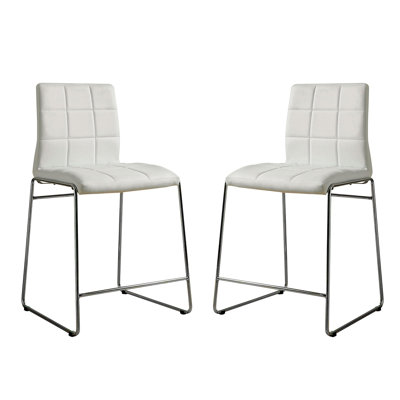 Set Of 2 Leatherette Upholstered Counter Hight Chairs