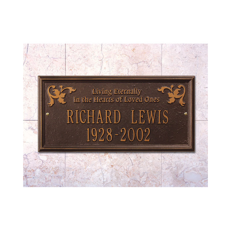 Wilmington 'Living Eternally' Memorial Plaque, Yes, Antique Copper