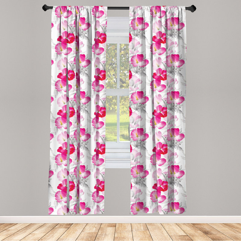 Floral Semi-Sheer Rod Pocket Sliding Panel, 28" x 84"