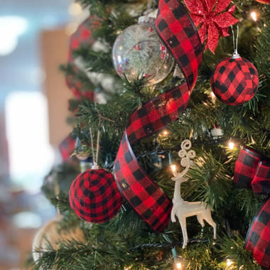 Personalized Christmas Tree Kitchen Towel, Buffalo Plaid Leopard