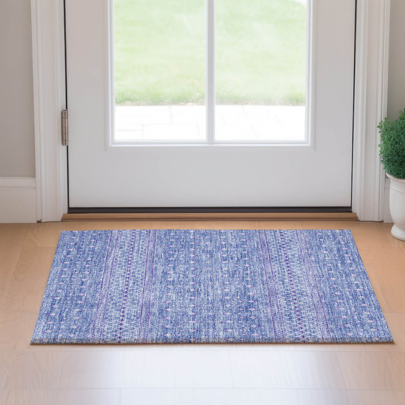 Premium Machine Washable Prisco Sky Rug, Rectangle 1'8" x 2'6"