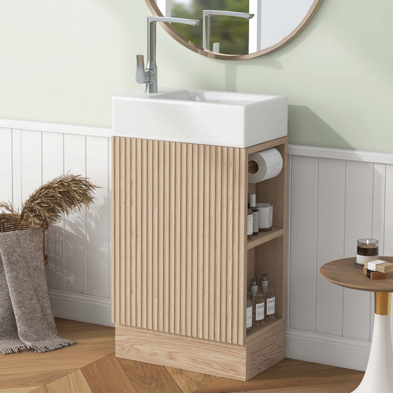 Meuble-lavabo 18,6 po avec lavabo, Naturel