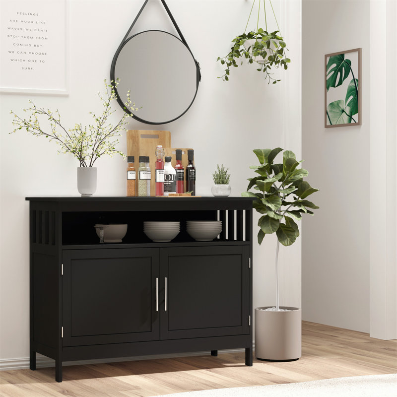 Buffet polyvalent et élégant avec beaucoup d'espace de rangement, Noir