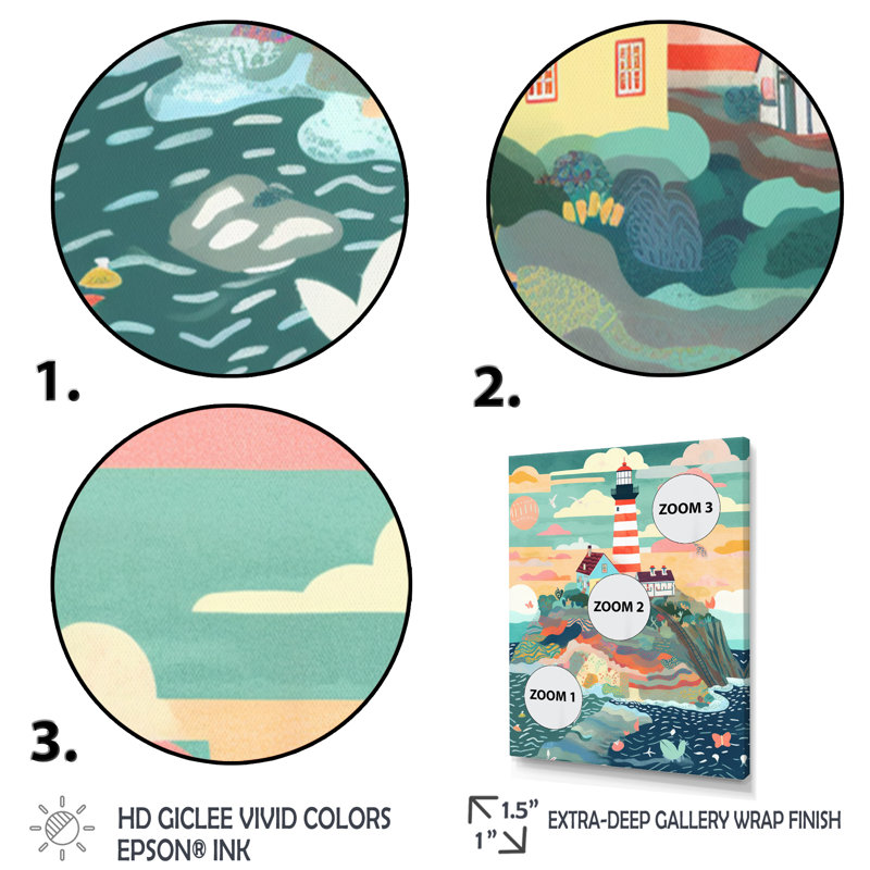 «Coastal Guiding Light IV», reproduction sur toile, H 32 po x l 16 po x P 1 po, Cadre simple argenté