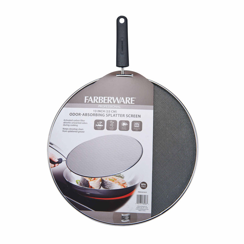 Farberware Professional Stainless Steel Odor Absorbing Splatter Screen, 0.39" H x  12.99" W x 18.9" D