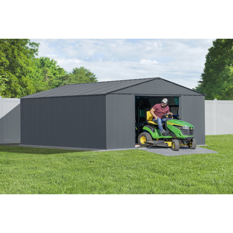 14 ft x 17 ft Charcoal Steel Storage Shed