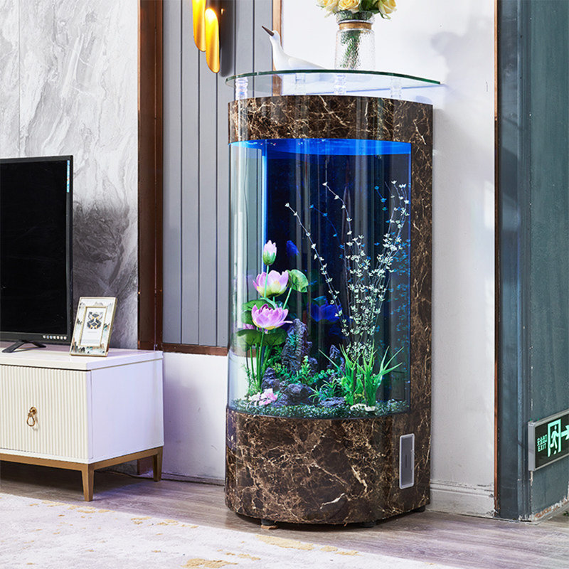 Aquarium en verre sur pied 23,62 po, 63,4 gallons (H 54,33 po x l 23,62 po x P 19,69 po, Brun