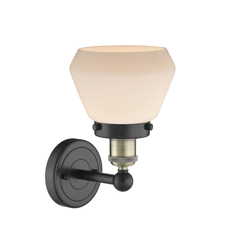 Carrboro Armed Sconce, Matte White, Black Antique Brass