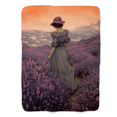Jeté Violet Blossom Belle - 1 pièce Sherpa Blan Premium