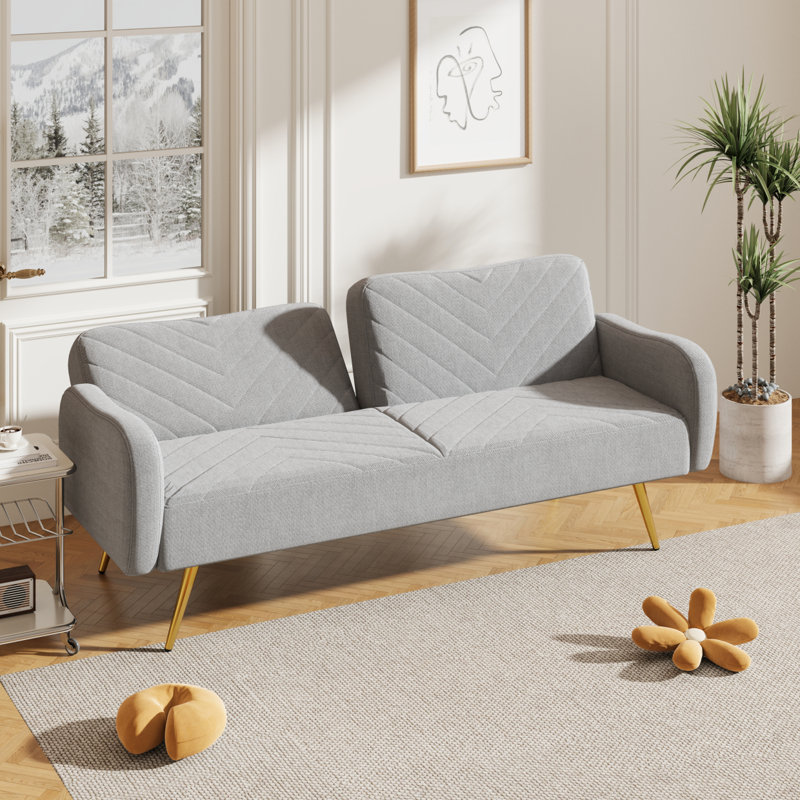 Canapé double moderne en tissu 70,47 po avec dossier divisé et deux coussins décoratifs Modern, Gris