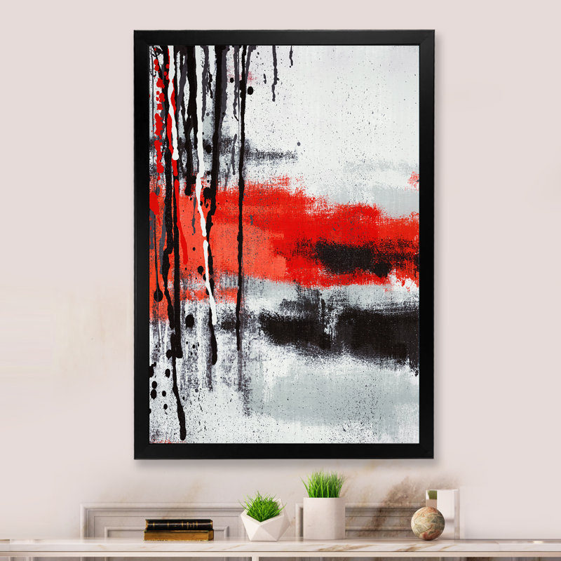 " Grunge Red And Black Drifting ", Black Picture Frame, 20" H x 12" W x 1" D