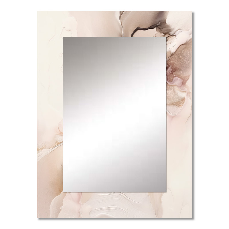 Brun délicat, marbre délicat I - miroir mural en marbre, miroir décoratif brun, impression d'art en métal, 32 po x 24 po