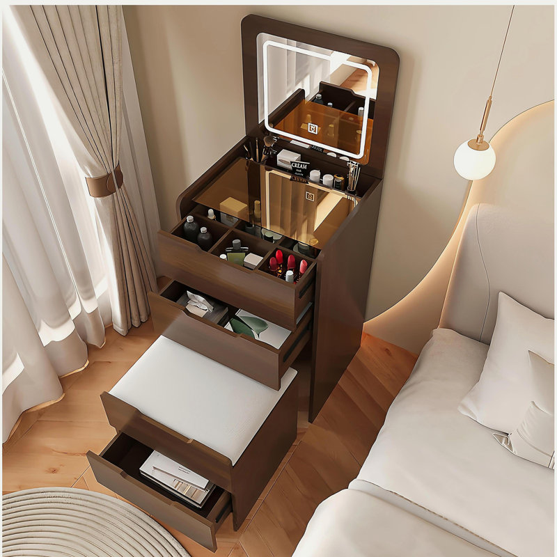 Meuble-lavabo 3 en 1 avec miroir Plip, Noyer