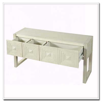 Console sculptée avec 3 tiroirs à fermeture en douceur
