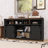 Farmhouse Sideboard With Sliding Barn Door & Mesh Panels - Open Storage Buffet-1029759630