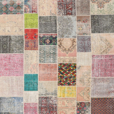 Tapis gris/rose/beige contemporain
