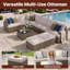Ensemble de conversation modulaire 10 pièces pour patio avec osier en PE, coussins de 4 po et table basse-583517255