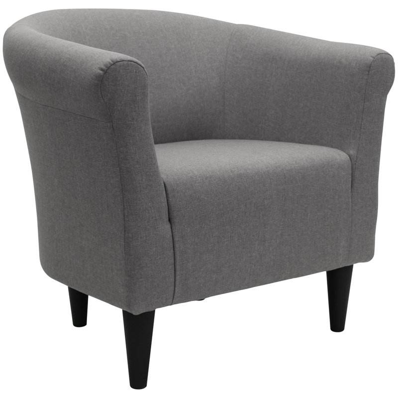 Liam Upholstered Barrel Chair, Dark Gray Microsuede