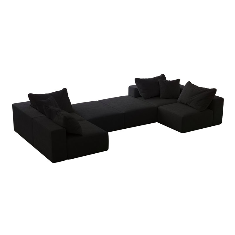 Boneless Oversized Sponge Cloud Sofa,Modern Upholstered Sectional Sofa Couch Set,Modular 162" L Shaped Sectional Living Room Sofa Set With 6 Pillows,Free Combination Sofa Couch For Living Room,Bedroom