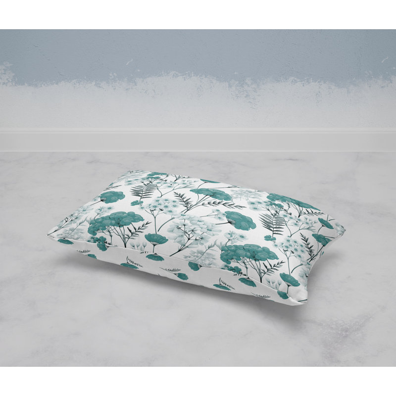 Cherry Blossom Charm  Rectangular Throw Pillow, White/Green