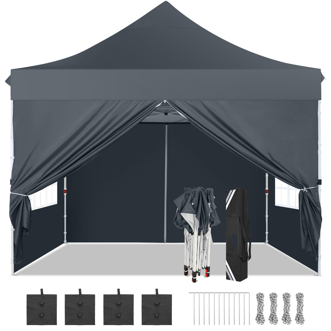 3x3m Pop Up Canopy with 4 Sidewalls, Canopy Tent 3x3 for Parties, Backyard, Commercial