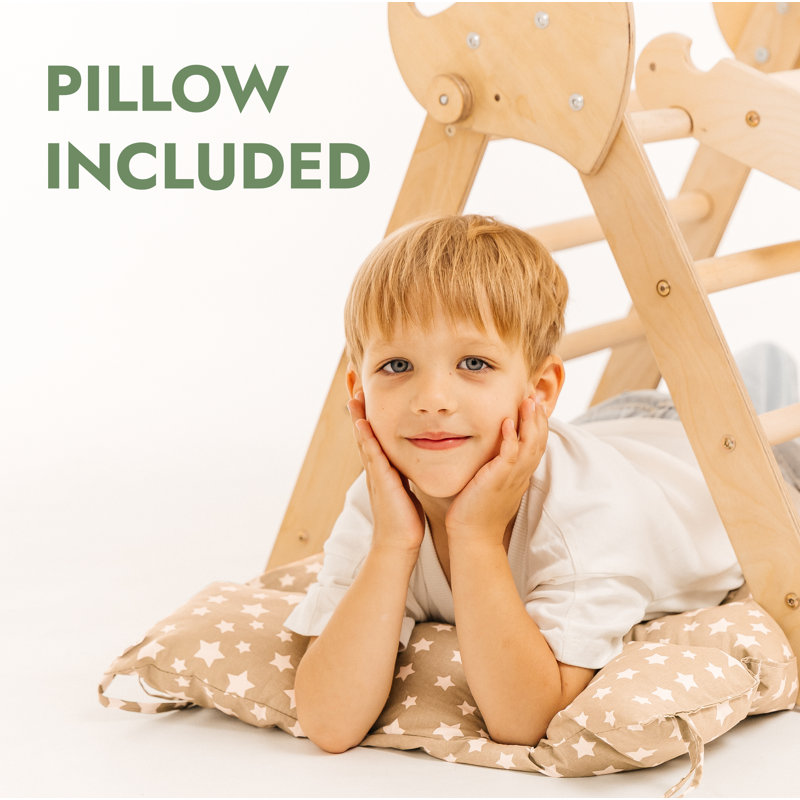 Structure d'escalade intérieure en bois avec glissade Goodevas Montessori, Beige / beige
