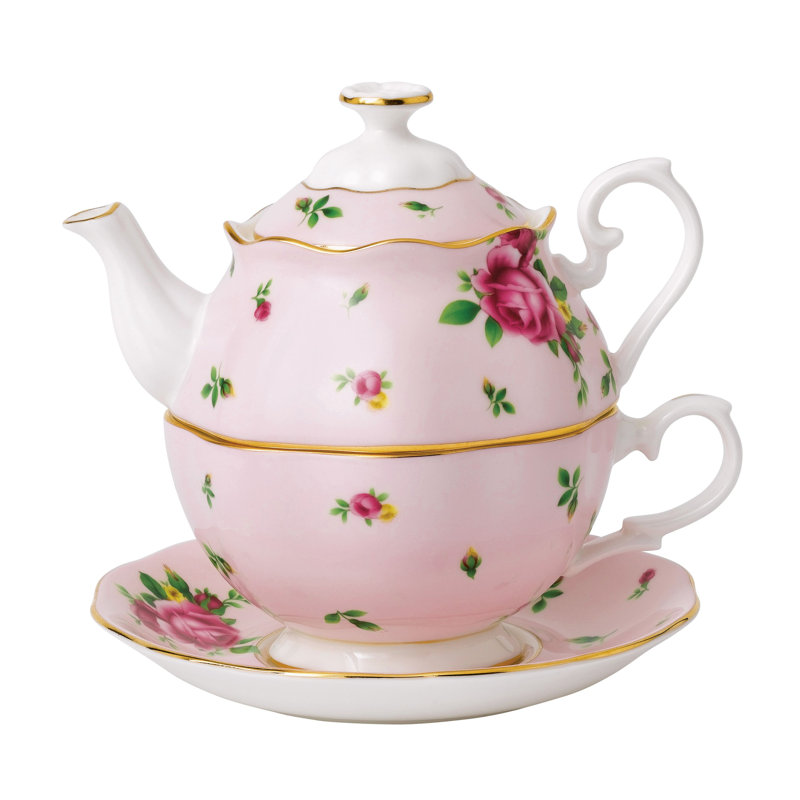 Ensemble de thé en porcelaine rose Royal Country New Country Roses pour un ensemble
