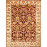 Agra Hand Knotted Wool Oriental Area Rug in Red / Ivory