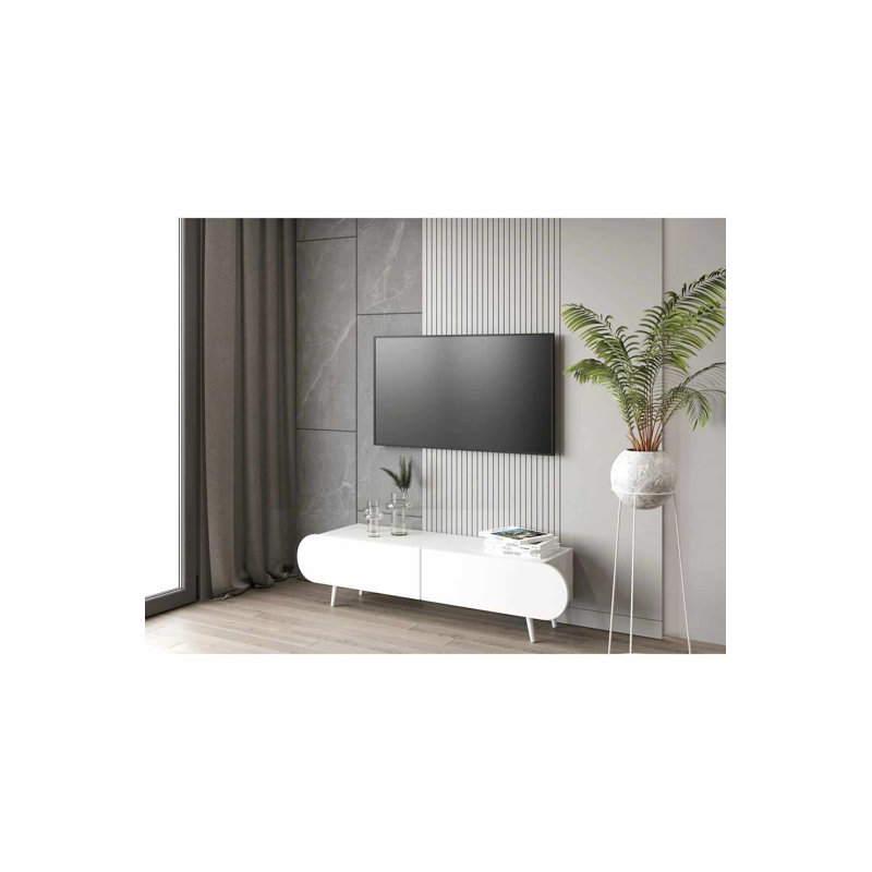 Meuble télé, H 11,81 po x l 55,12 po x P 7,48 po, Blanc